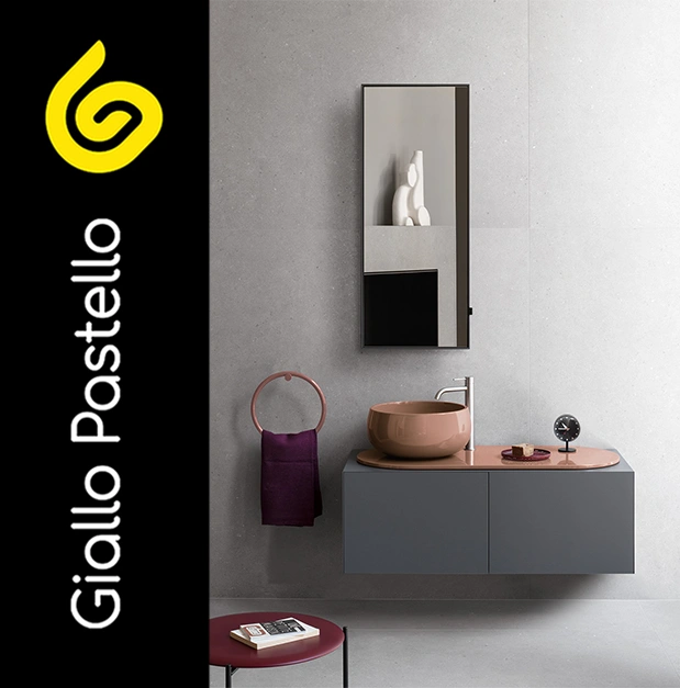 Arredare il bagno: lavabo a colonna - Giallo Pastello