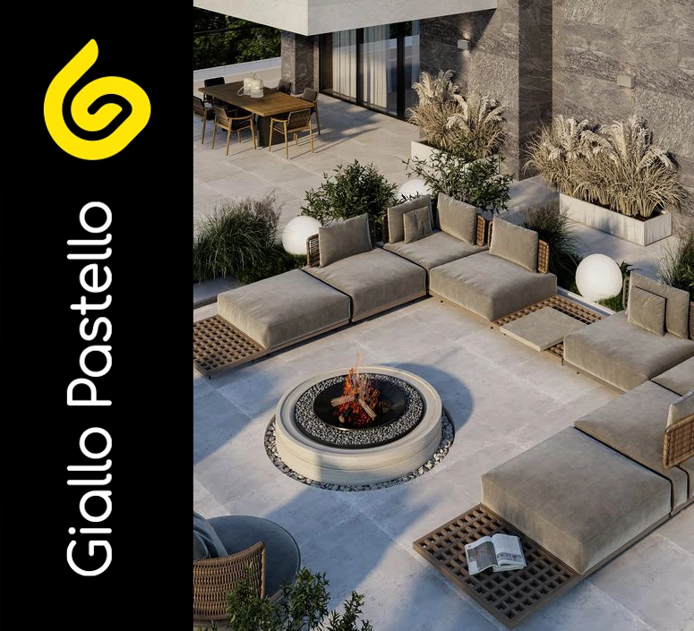 Divanetti e vasi per arredare terrazzo appartamento moderno - Giallo Pastello Interior Design Brescia