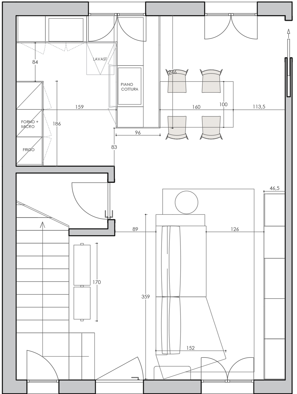Progetto openspace minimal: planimetria - Giallo Pastello