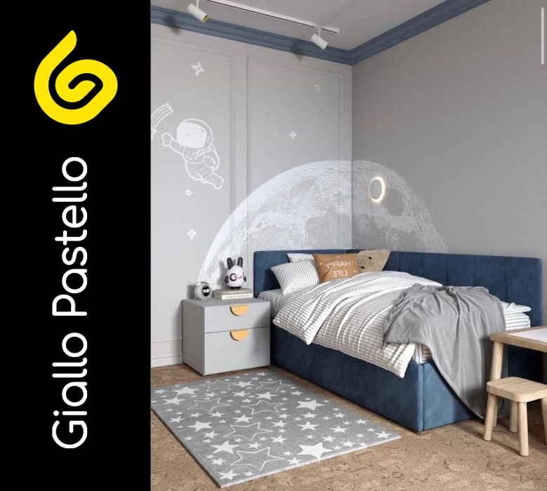 Carta da parati per camera ragazzi tema spazio profondo - Giallo Pastello Interior Design Brescia