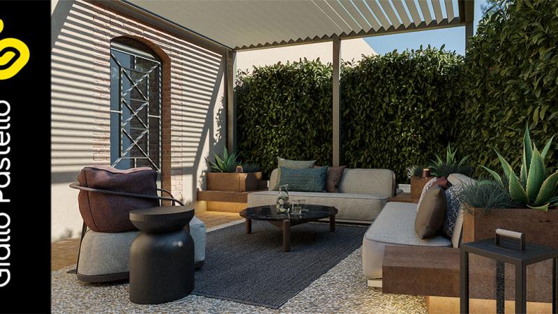 Patio con giardino Relax Arredamento B&B Luxury Iseo - Giallo Pastello Interior Design Brescia