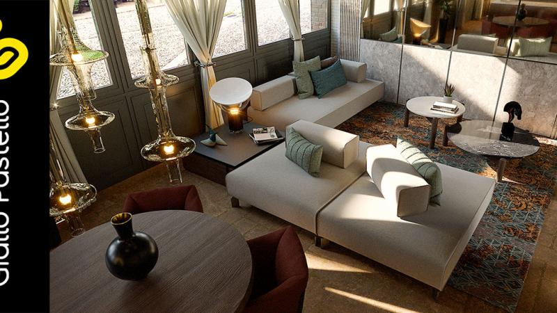 Sala Relax Arredamento B&B Luxury Iseo - Giallo Pastello Interior Design Brescia