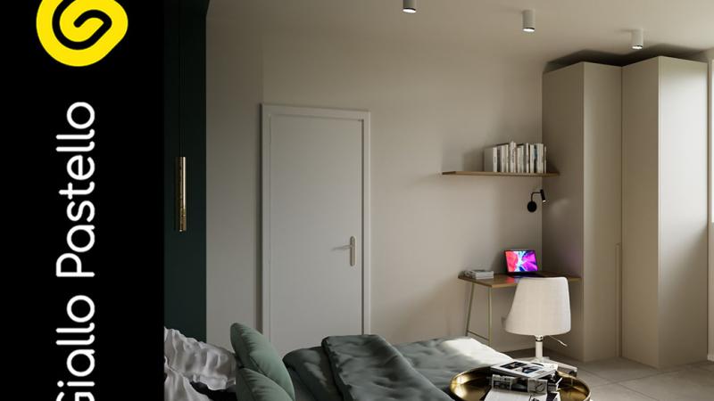 Studio degli spazi casa moderna: camera da letto - Giallo Pastello