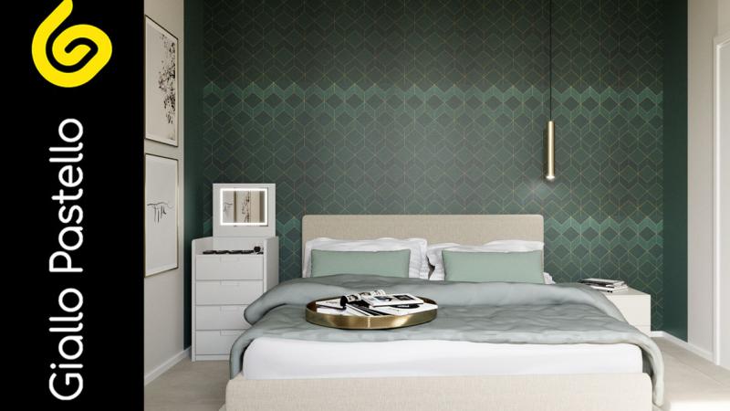 Studio degli spazi casa moderna: camera da letto - Giallo Pastello