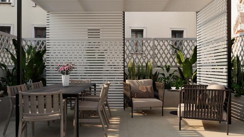 Cortina d’Ampezzo: un appartamento di design nel cuore del centro: Terrazza e patio - Giallo Pastello Interior Design