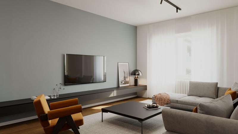 Minimalismo su misura: zona living - Giallo Pastello