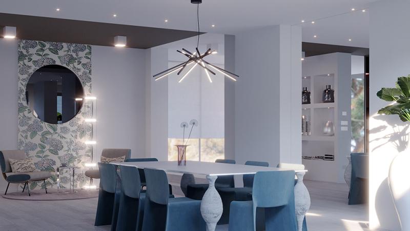 Rinnovo zona living con open space e tavolo da pranzo sul lago di garda - Giallo Pastello Interior Design Brescia Milano