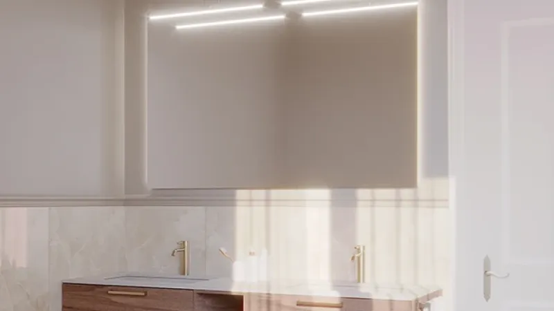 Armonie Private: ristrutturazione bagno specchio - Giallo Pastello Interior Design