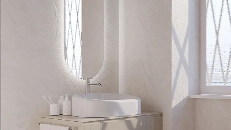Eleganza Essenziale: progettare la bellezza con misura e luce - Bagno dipendenti arredamento rosa - Giallo Pastello Interior Design